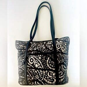 Vera Bradley Paisley Noir Trimmed Vera Tote - Retired Pattern